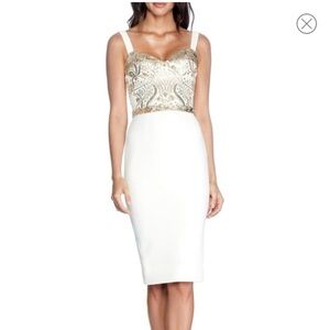 Dress The Population Silvia Ivory/Gold  Dress M*